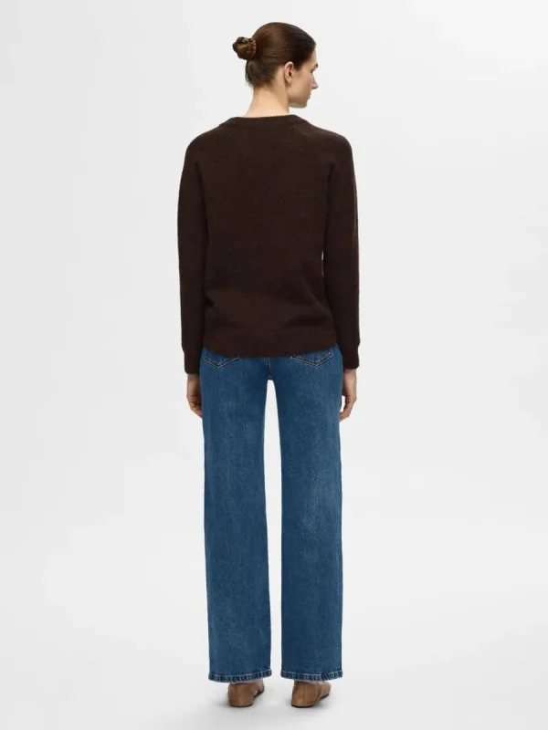 SELECTED LÅNGÄRMAD STICKAD TRÖJA Brown Sale