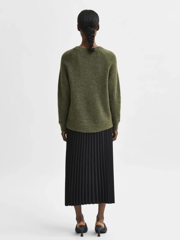 SELECTED LÅNGÄRMAD STICKAD TRÖJA Green New