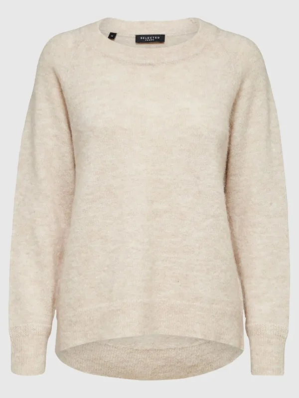 SELECTED LÅNGÄRMAD STICKAD TRÖJA Beige Sale