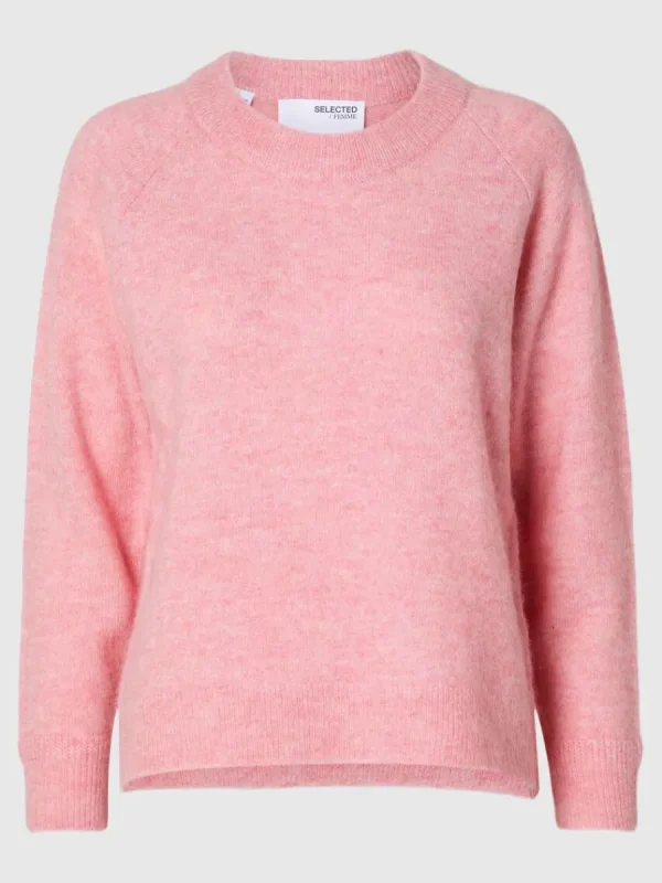 SELECTED LÅNGÄRMAD STICKAD TRÖJA Pink Flash Sale