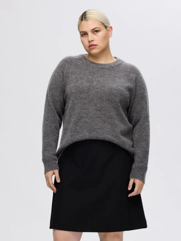 SELECTED LÅNGÄRMAD STICKAD TRÖJA Grey Store