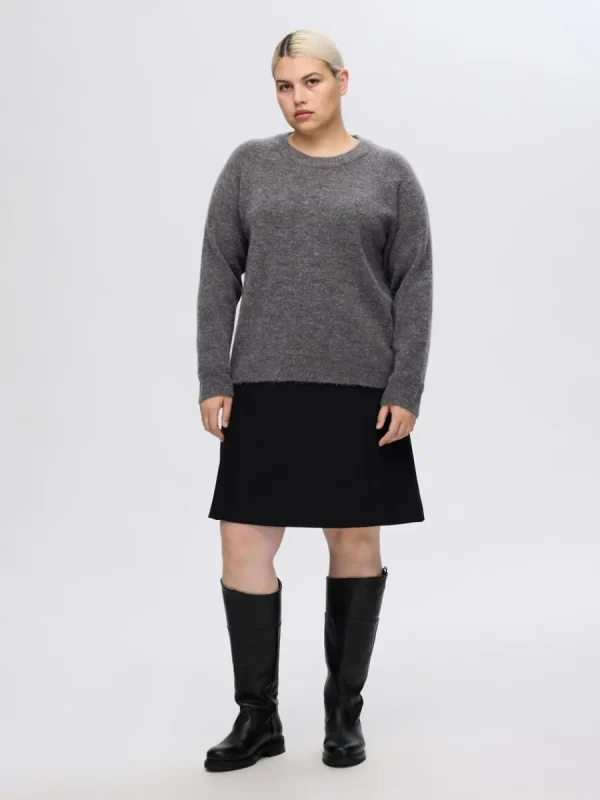 SELECTED LÅNGÄRMAD STICKAD TRÖJA Grey Store
