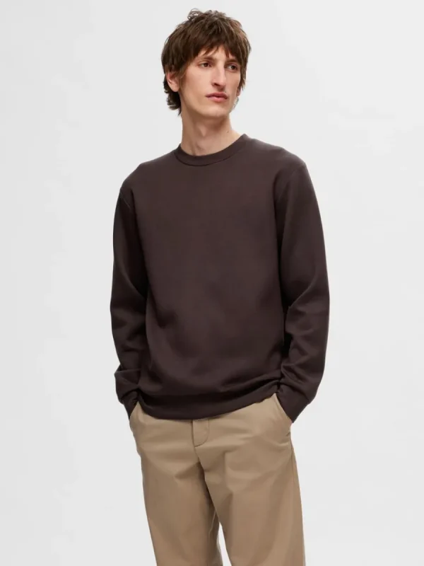 SELECTED LÅNGÄRMAD SWEATSHIRT Brown Cheap