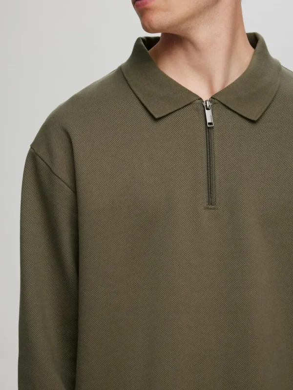 SELECTED LÅNGÄRMAD SWEATSHIRT MED DRAGKEDJA Green New