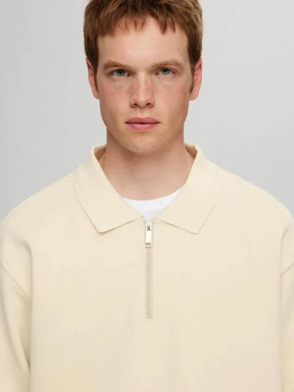 SELECTED LÅNGÄRMAD SWEATSHIRT MED DRAGKEDJA Beige Clearance