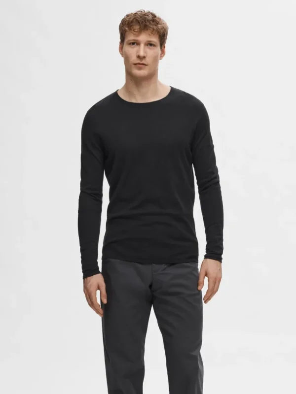SELECTED LÅNGÄRMAD TRÖJA Black Flash Sale