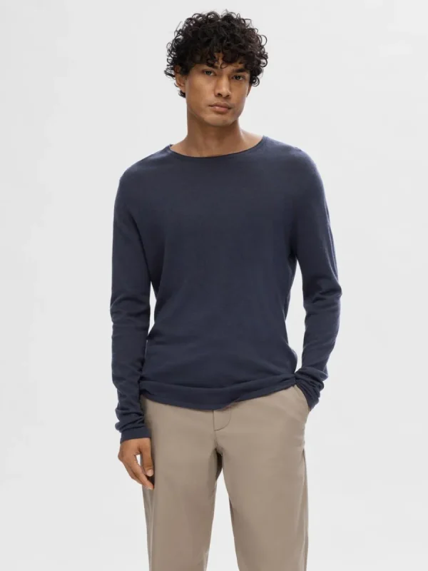 SELECTED LÅNGÄRMAD TRÖJA Blue Discount