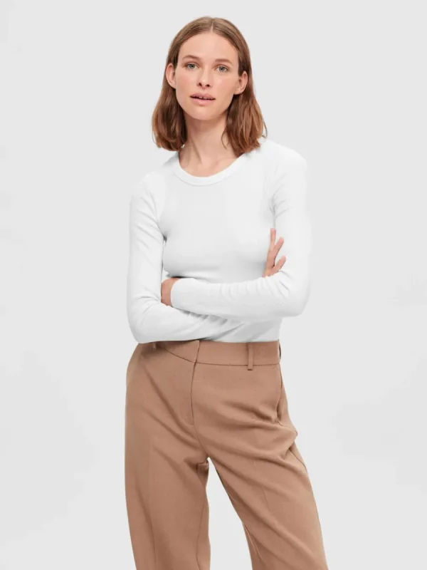 SELECTED LÅNGÄRMAD T-SHIRT White Best