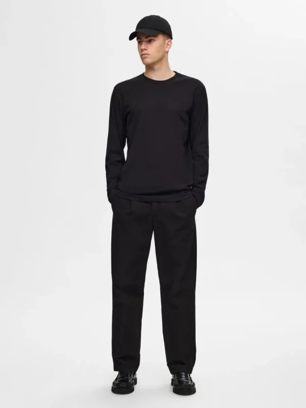 SELECTED LÅNGÄRMAD T-SHIRT Black Hot