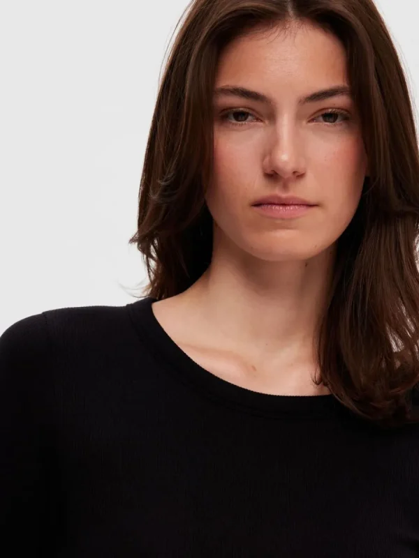 SELECTED LÅNGÄRMAD T-SHIRT Black Cheap