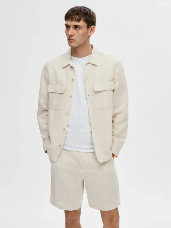 SELECTED LÅNGÄRMAD ÖVERSKJORTA Beige Hot