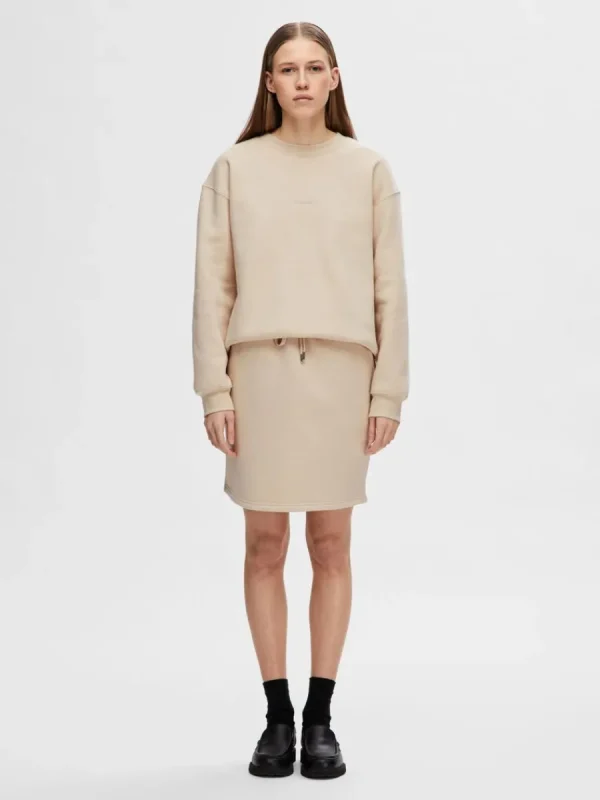 SELECTED LOGOTYPBRODERI SWEATSHIRT Beige Fashion