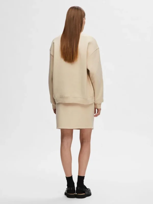 SELECTED LOGOTYPBRODERI SWEATSHIRT Beige Fashion