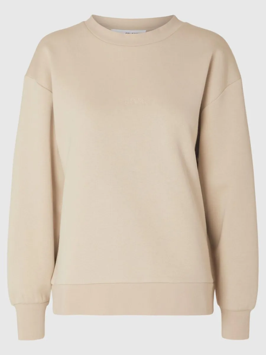 logotypbroderi_sweatshirt_5.webp SELECTED LOGOTYPBRODERI SWEATSHIRT Beige Fashion