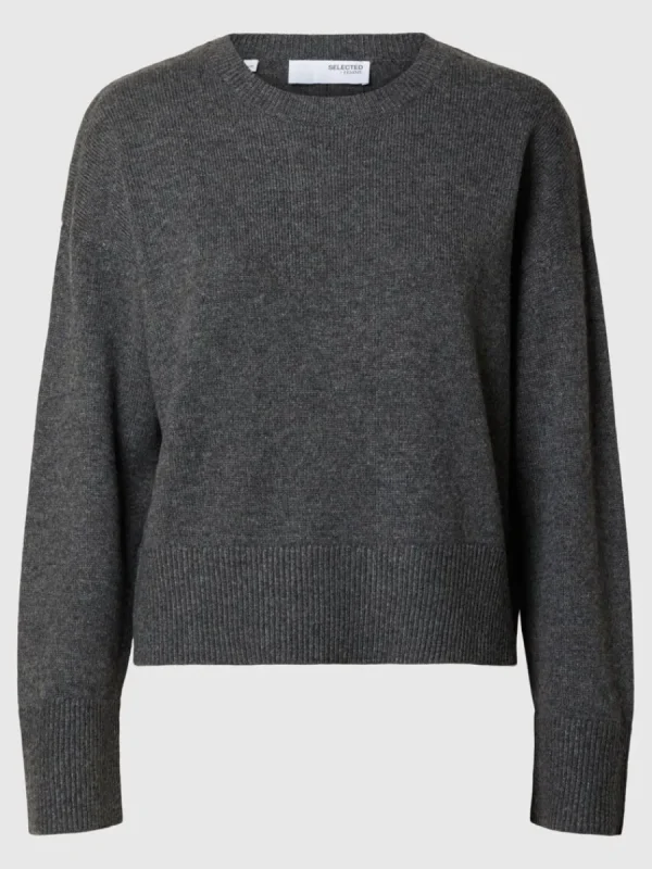 SELECTED LOOSE FIT RUNDRINGAD TRÖJA Grey Cheap