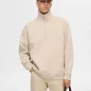 SELECTED LÖS PASSFORM BLIXTLÅSFÖRSEDD SWEATSHIRT Beige Shop