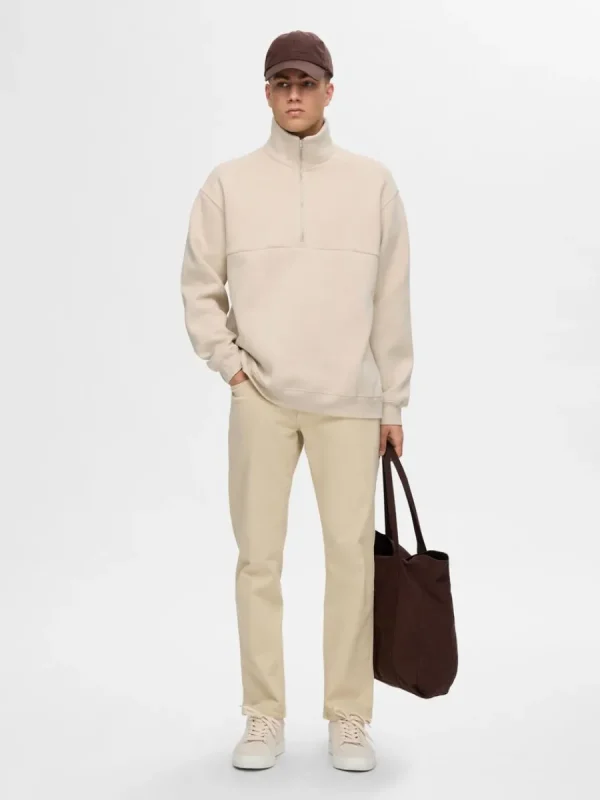 SELECTED LÖS PASSFORM BLIXTLÅSFÖRSEDD SWEATSHIRT Beige Shop