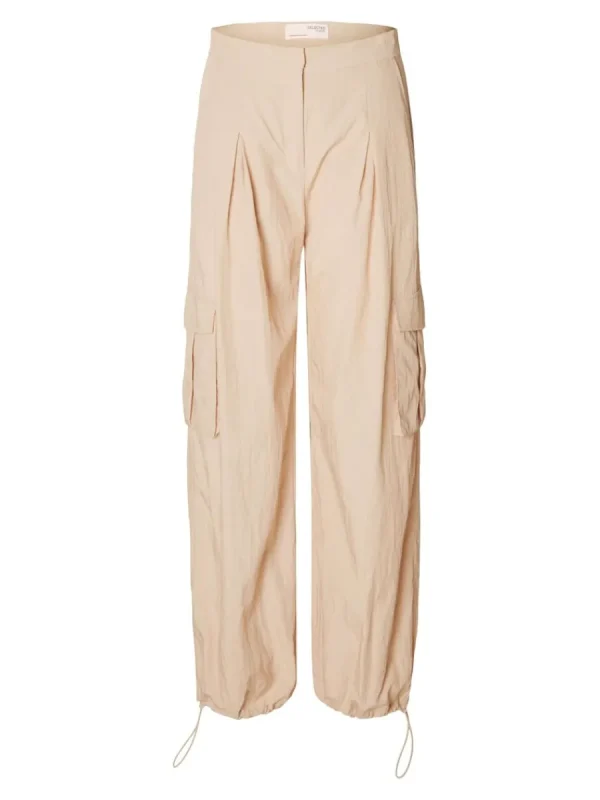 SELECTED LÖS PASSFORM FALLSKÄRMSBYXOR Beige Clearance