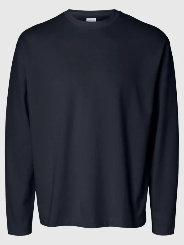 SELECTED LÖS PASSFORM LÅNGÄRMAD T-SHIRT Blue Outlet