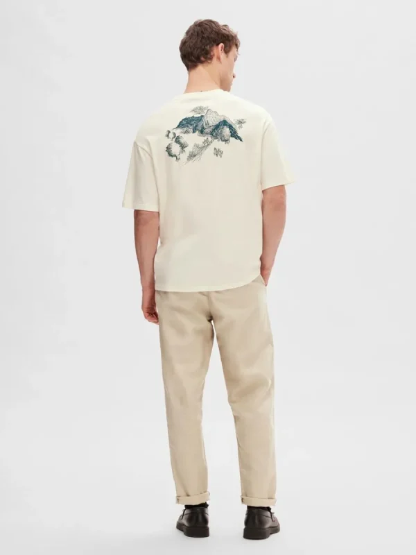 SELECTED LÖS PASSFORM MED TRYCK BAKTILL T-SHIRT White Cheap