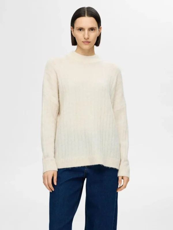 SELECTED LÖS PASSFORM TRÖJA Beige Online