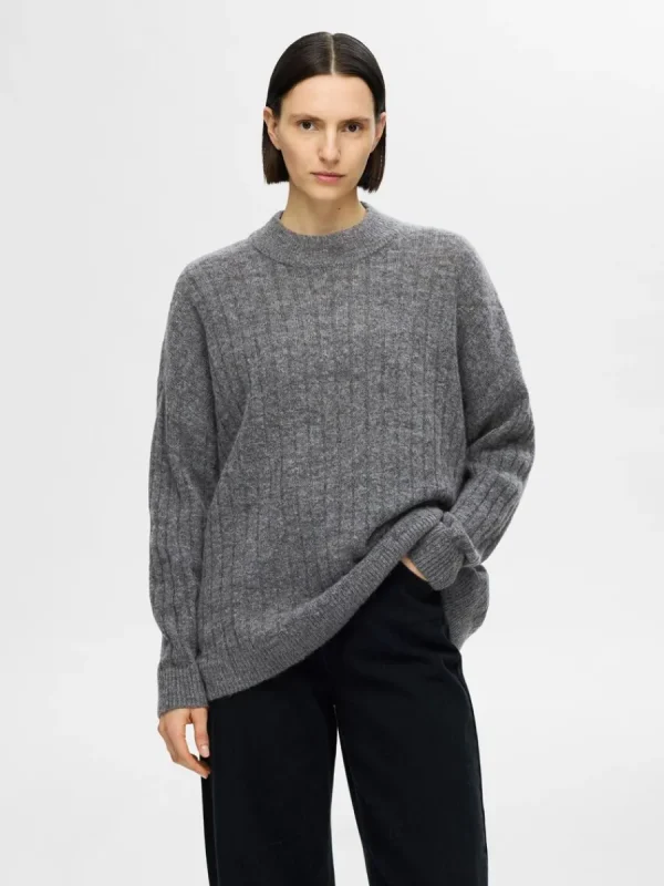 SELECTED LÖS PASSFORM TRÖJA Grey Outlet