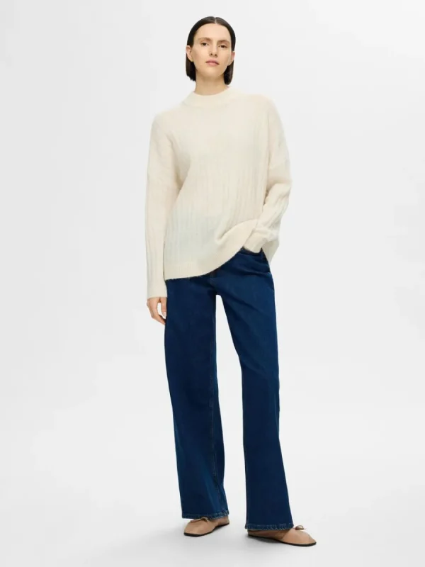 SELECTED LÖS PASSFORM TRÖJA Beige Online
