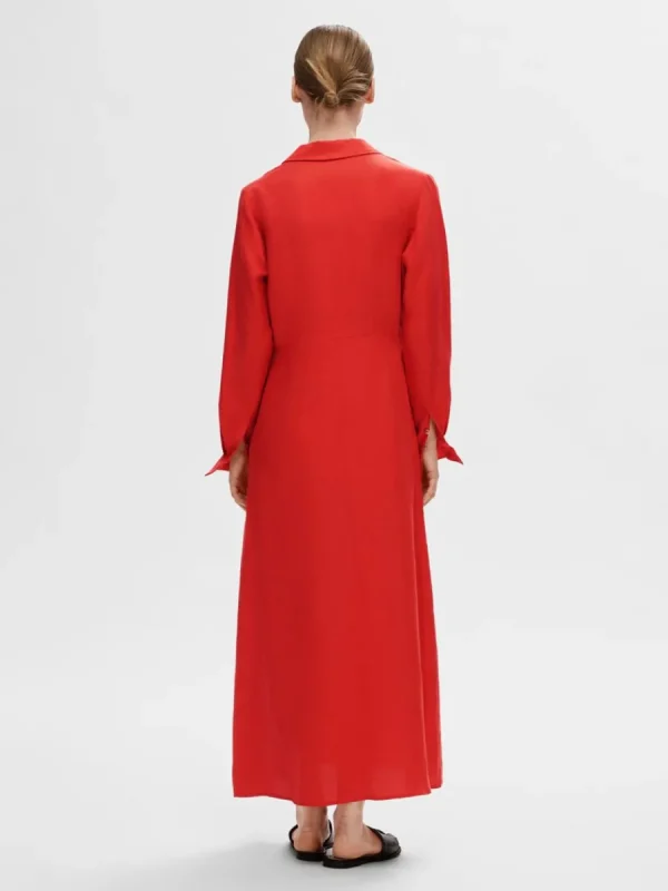 SELECTED MAXILÅNG SKJORTKLÄNNING Red Cheap