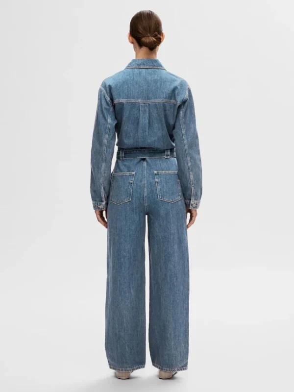 SELECTED MELLANTVÄTTAD DENIM JUMPSUIT Blue Shop