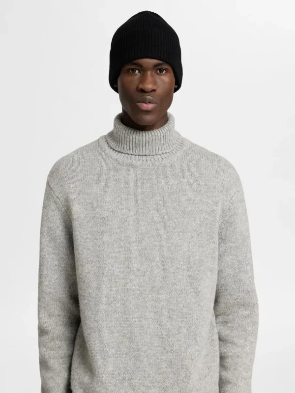 SELECTED 100% MERINOULL MÖSSA Black New