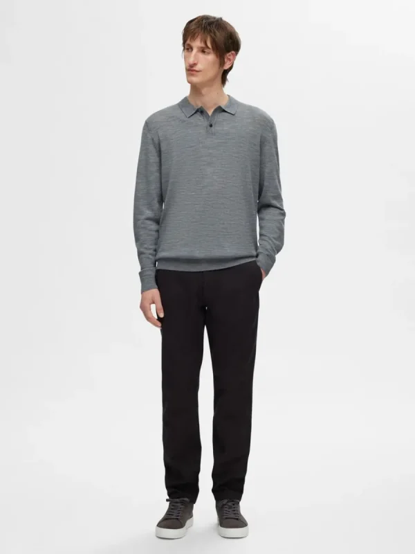 SELECTED 100% MERINOULL PIKÉTRÖJA Grey Store