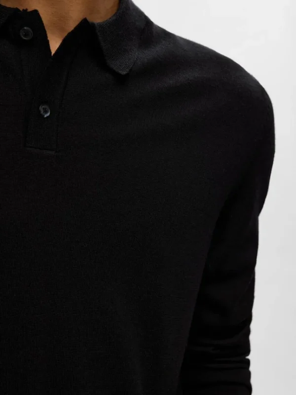 SELECTED 100% MERINOULL PIKÉTRÖJA Black Outlet