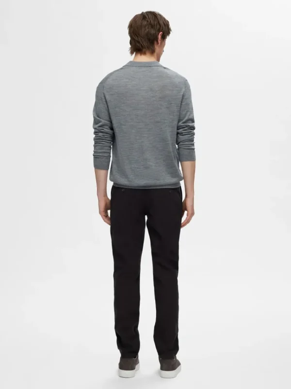 SELECTED 100% MERINOULL PIKÉTRÖJA Grey Store