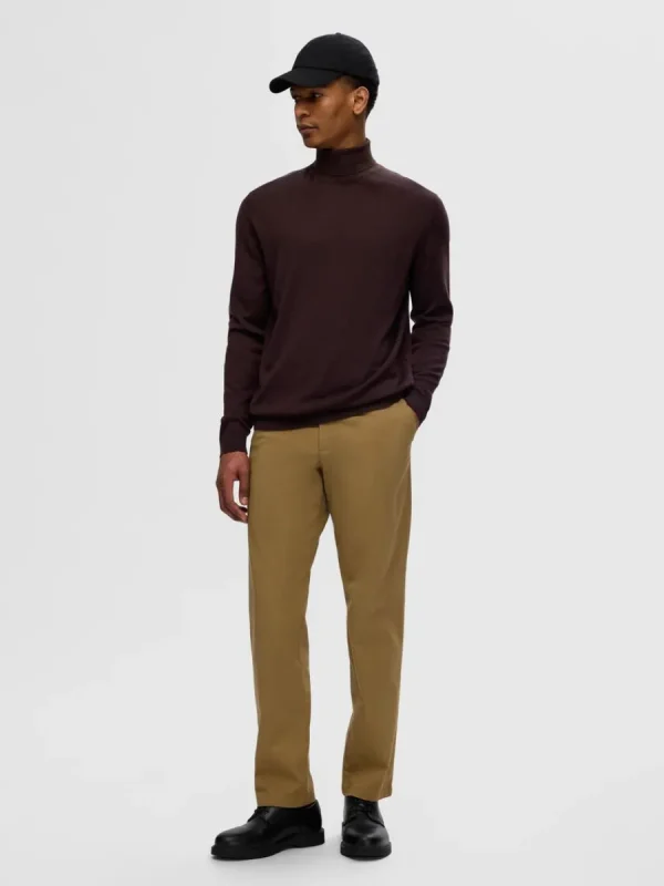SELECTED 100% MERINOULL POLOTRÖJA Brown Outlet