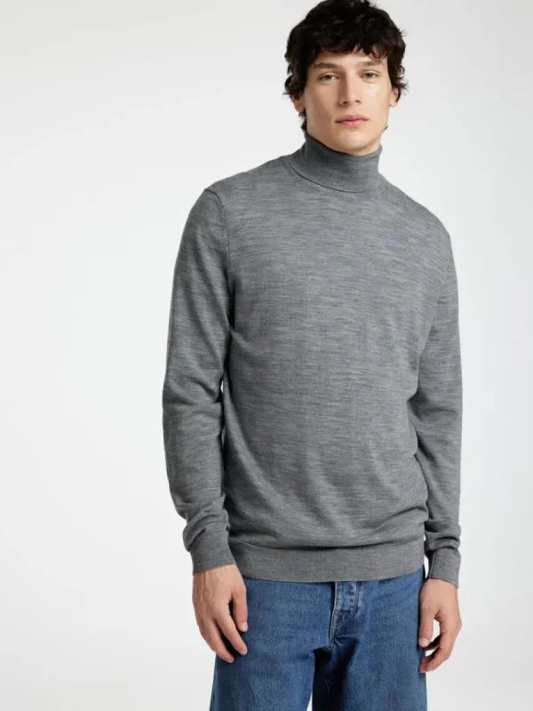 SELECTED 100% MERINOULL POLOTRÖJA Grey Outlet