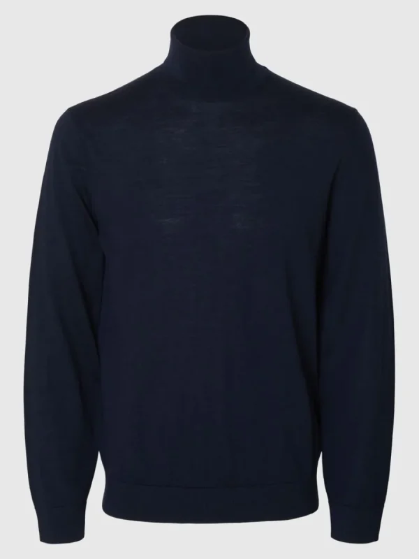 SELECTED 100% MERINOULL POLOTRÖJA Blue Best