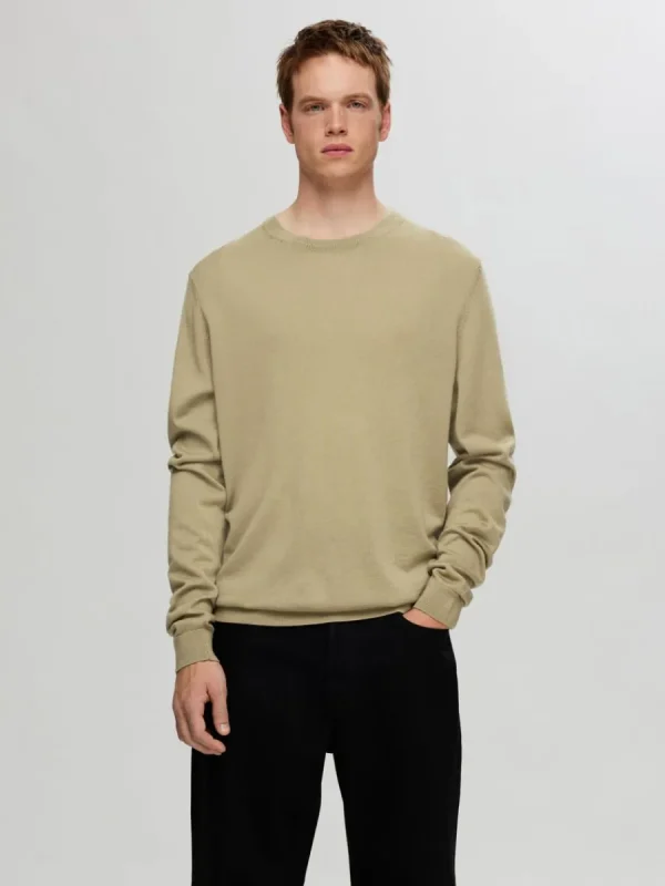 SELECTED 100% MERINOULL RUNDRINGAD TRÖJA Brown Online