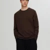 SELECTED 100% MERINOULL RUNDRINGAD TRÖJA Brown Best