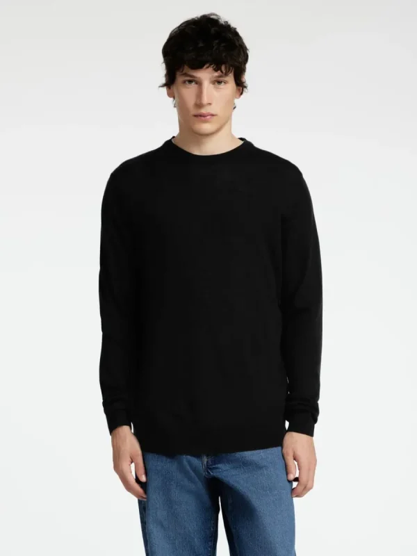 SELECTED 100% MERINOULL RUNDRINGAD TRÖJA Black Clearance