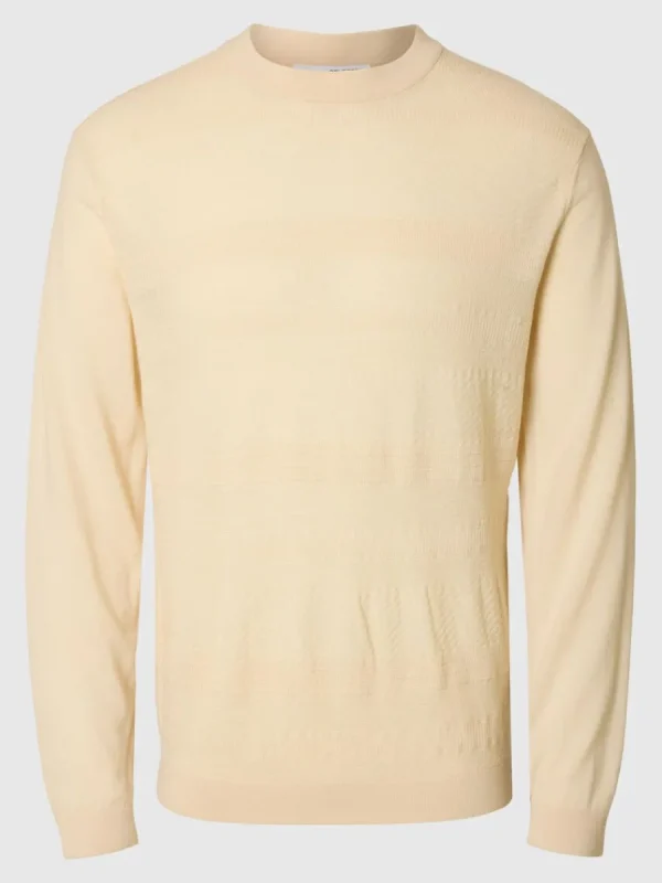SELECTED 100% MERINOULL RUNDRINGAD TRÖJA Beige Cheap