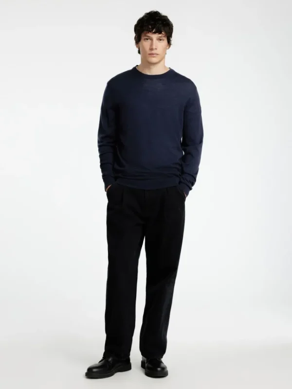SELECTED 100% MERINOULL RUNDRINGAD TRÖJA Blue Shop
