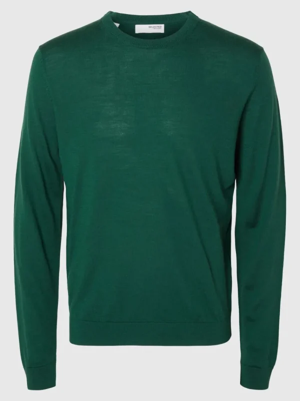SELECTED 100% MERINOULL RUNDRINGAD TRÖJA Green Outlet