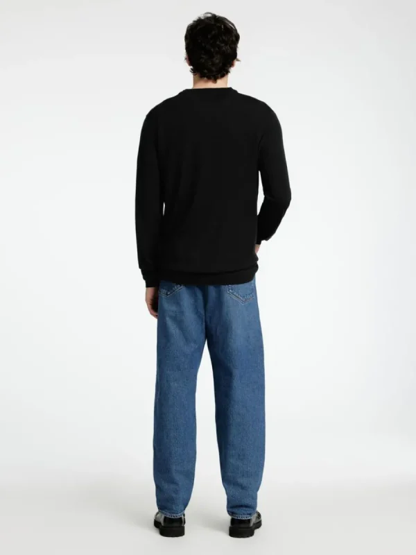SELECTED 100% MERINOULL RUNDRINGAD TRÖJA Black Clearance