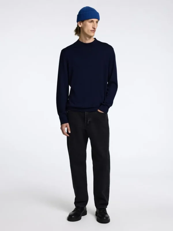 SELECTED 100% MERINOULL TRÖJA MED FUSKKRAGE Blue Store