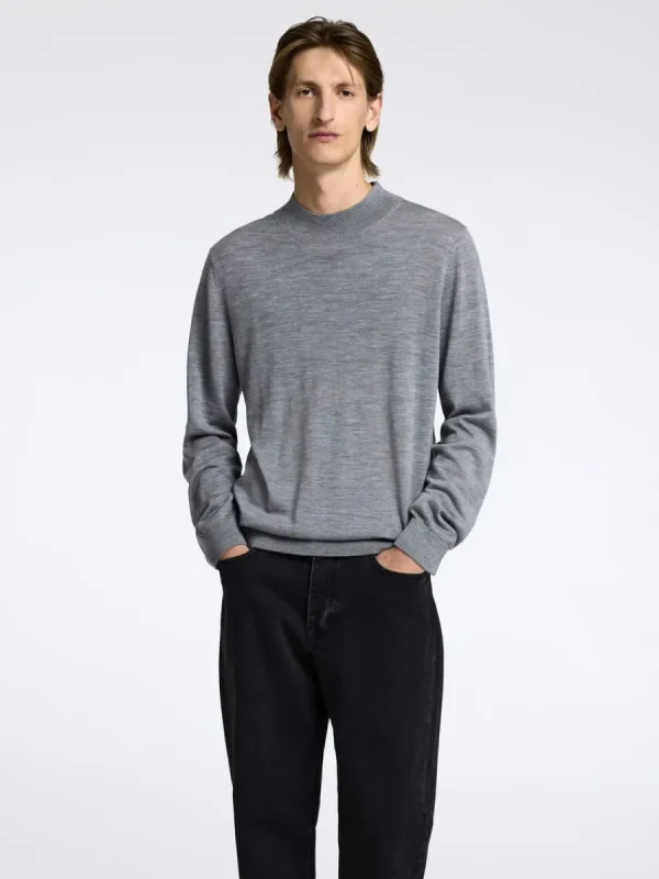 SELECTED 100% MERINOULL TRÖJA MED FUSKKRAGE Grey Discount