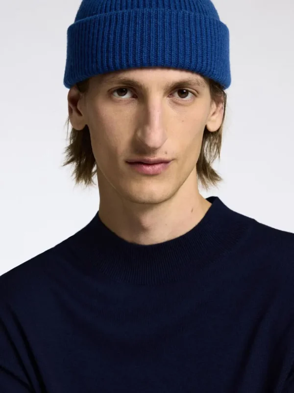 SELECTED 100% MERINOULL TRÖJA MED FUSKKRAGE Blue Store