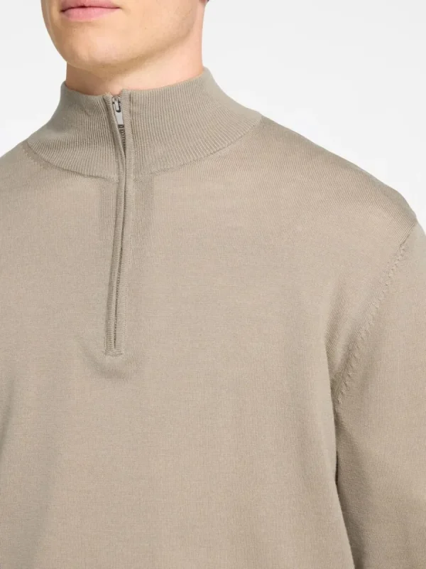 SELECTED 100% MERINOULL TRÖJA MED HALVLÅNGT BLIXTLÅS Beige Cheap