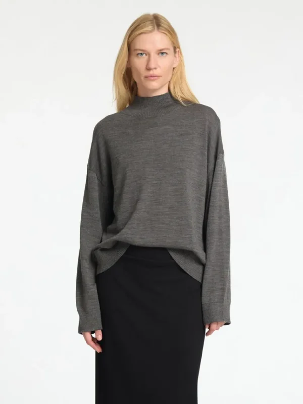 SELECTED 100% MERINOULL TRÖJA MED HÖG HALS Grey Outlet