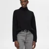 SELECTED 100% MERINOULL TRÖJA MED HÖG HALS Black Fashion