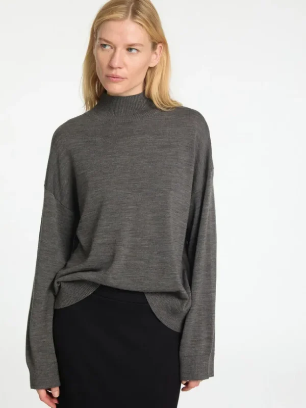 SELECTED 100% MERINOULL TRÖJA MED HÖG HALS Grey Outlet